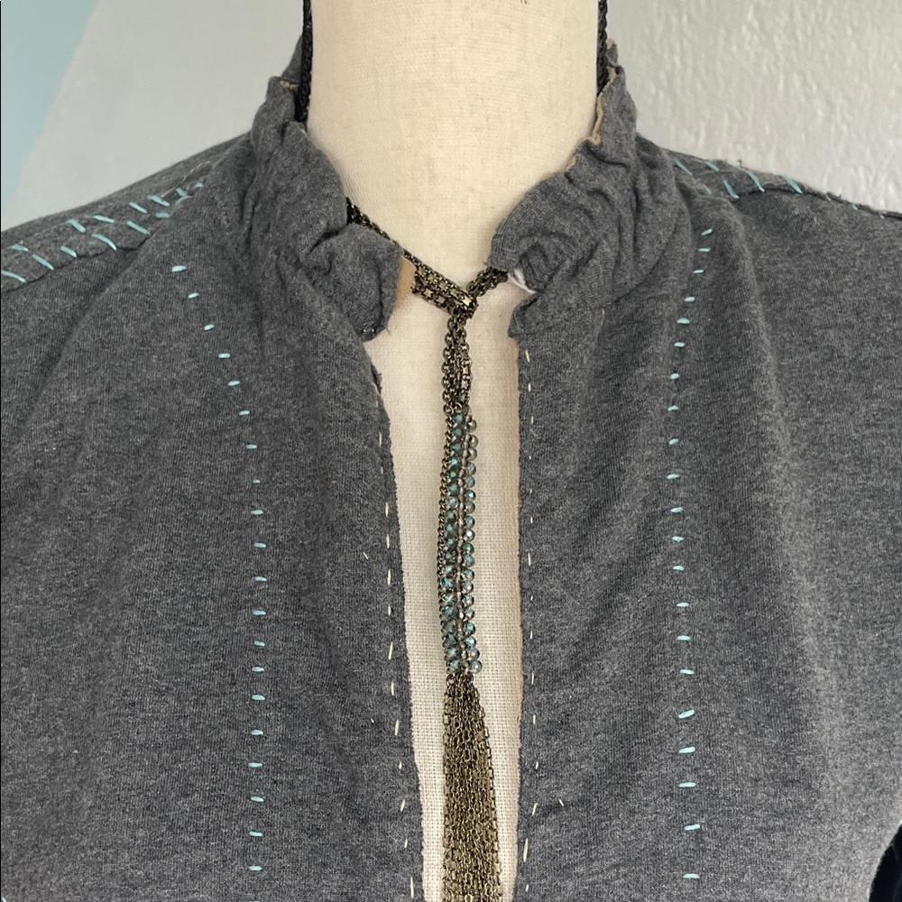 Free People Vintage Victorian Reversible Boho Cotton hi Patch Jacket Rare Large - Picture 11 of 16